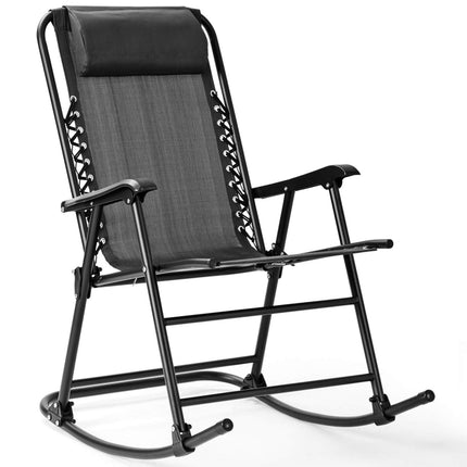 Folding Rocking Chair Recliner Headrest Patio Pool Yard Outdoor - GoplusUS