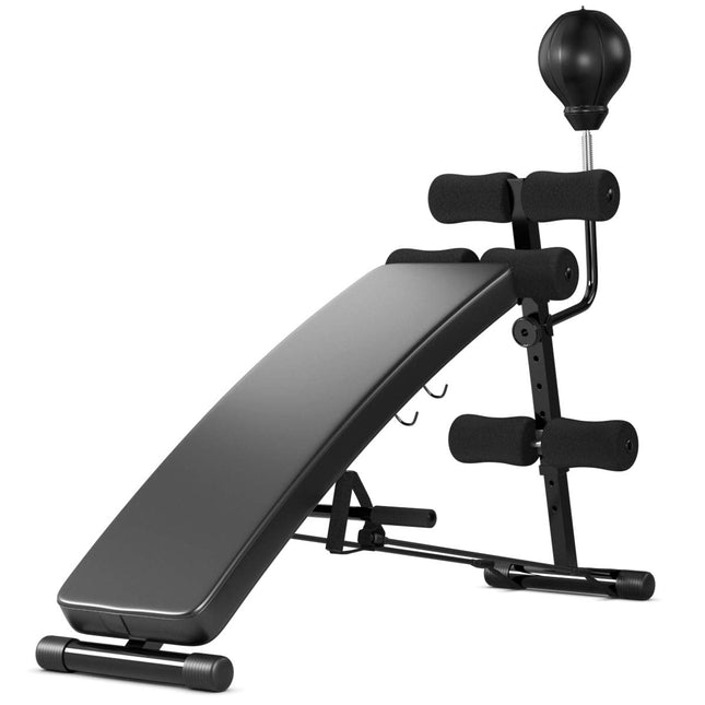 Goplus Adjustable Sit Up Bench, Decline Curved Slant Ab Bench Crunch Board with Speed Ball (Black) - GoplusUS