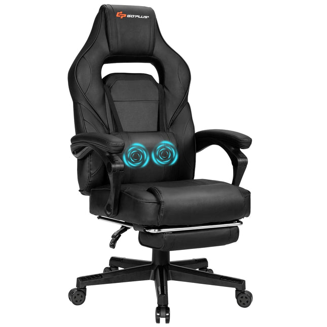 Massage Gaming Chair, Seat Height Adjustment Racing Computer Office Chair - GoplusUS