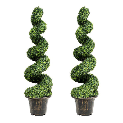 4 Ft Artificial Boxwood Spiral Tree, Fake Greenery Plants - GoplusUS
