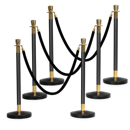 6pcs Stanchion Set, Crowd Control Barrier Stainless Steel Stanchion Posts Queue Pole - GoplusUS