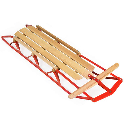 Wood Sled, 54" Steel & Wood Sled Pull Steering Snow Slider Sleigh Toboggan