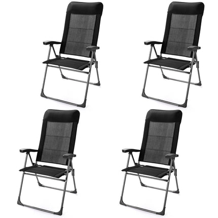 Folding Patio Sling Chairs, Portable Dining Chair with Headrest - GoplusUS