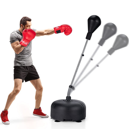 Goplus Punching Bag with Stand for Adults Kids, Freestanding Reflex Speed Bags with 55" x 62.5" Adjustable Height - GoplusUS