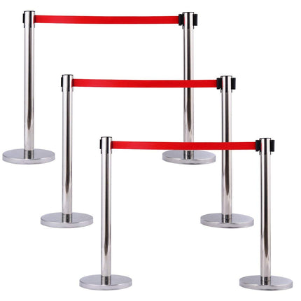 6Pcs Stanchion Post Crowd Control Barrier Stainless Steel Stanchions - GoplusUS