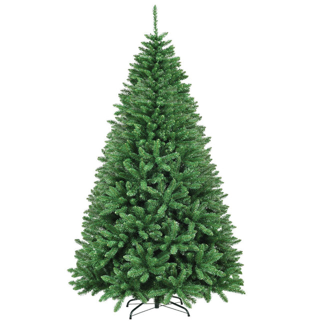 9ft Artificial Douglas Christmas Tree, Unlit Hinged Pine Tree, with 3594 Branch Tips and Solid Metal Stand - GoplusUS