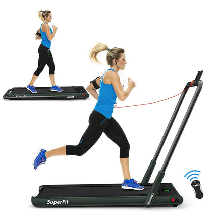 2 in 1 Folding Treadmill, 2.25HP Under Desk Electric Superfit Treadmill - GoplusUS