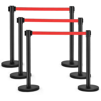 6Pcs Stanchions, Crowd Control Barriers with 6.5' Retractable Belt - GoplusUS