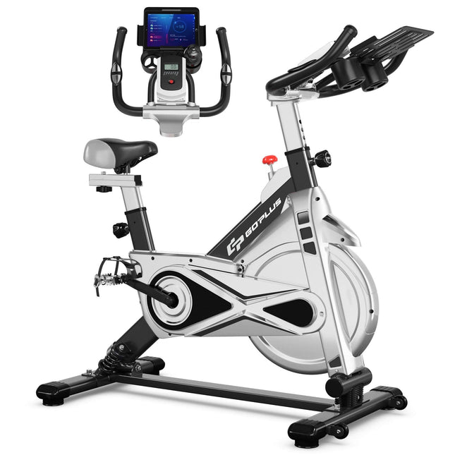 Adjustable Exercise Bike, Stationary Silent Bicycle with Dual-Spring Shock Absorption - GoplusUS