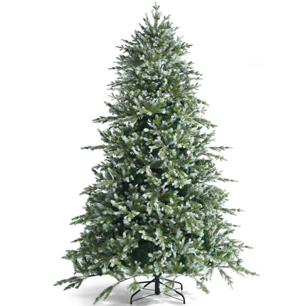 Goplus 8ft Artificial Christmas Tree, Unlit Hinged Xmas Spruce Tree w/ 1658 Mixed PE & PVC Branch Tips - GoplusUS