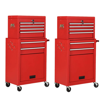 2PCS Rolling Tool Chest, 6-Drawer Toolbox Set of 2 - GoplusUS