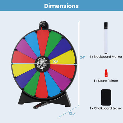 Goplus 12/20 inch Spinning Prize Wheel with Blackboard Marker Eraser & Spare Pointer