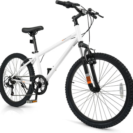 Goplus 20/24 Inch Kids Mountain Bike w/ 6-Speed Drivetrain Suspension Fork Dual Brakes