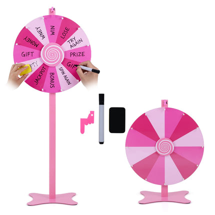 Goplus 18"/24" Prize Wheel with Blackboard Marker, Eraser & Spare Pointer
