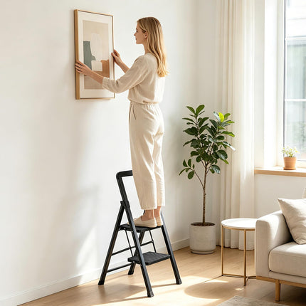 Goplus Folding Step Stool with Wide Anti-Slip Pedals | Foldable Portable Heavy Duty Metal Ladder