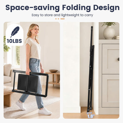 Goplus Folding Step Stool with Wide Anti-Slip Pedals | Foldable Portable Heavy Duty Metal Ladder