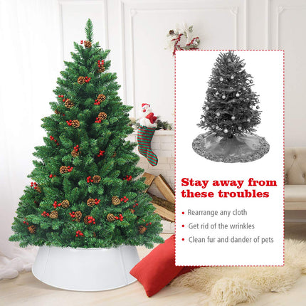 Galvanized Metal Christmas Tree Collar Easy Set Up, 30-Inch Diameter Base - GoplusUS