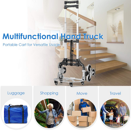Goplus Stair Climbing Cart, All Terrain Stair Climbing Hand Truck with Bungee Cord, Heavy Duty with 6 Wheels - GoplusUS
