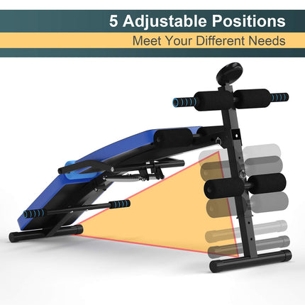 6 in 1 Adjustable Sit Up Bench, Foldable Utility Weight Bench - GoplusUS