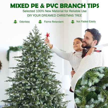 Goplus Artificial Christmas Tree, Metal Stand, Wintry Indoor Decoration for Holiday Festival - GoplusUS