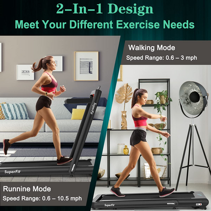 Goplus 2 in 1 Folding Treadmill, 4.75HP Superfit Under Desk Electric Treadmill with APP Control - GoplusUS