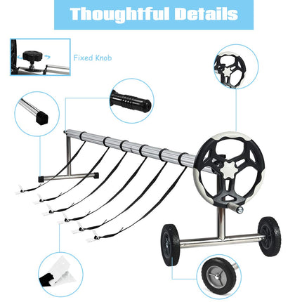 18FT Pool Cover Reel Set, Aluminum Pool Solar Cover Reel - GoplusUS