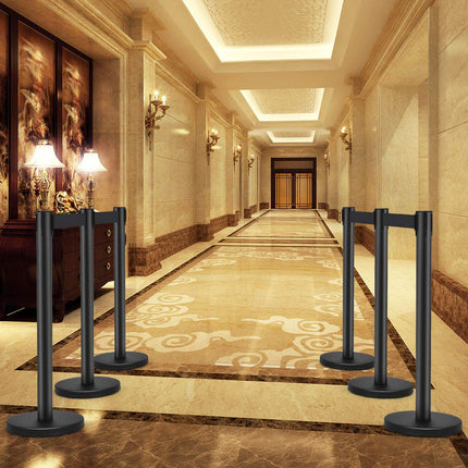 6Pcs Stanchions, Crowd Control Barriers with 6.5' Retractable Belt - GoplusUS