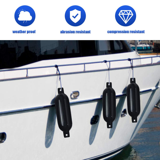 4 Pack Marine Boat Fender, Ribbed Inflatable Marine Bumper - GoplusUS