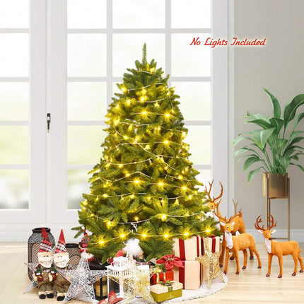 7.5ft Unlit Artificial Christmas Tree, Premium Hinged Fir Tree - GoplusUS
