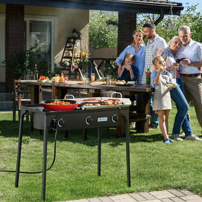 Outdoor Stove Portable Propane Gas Cooker Iron Cast Patio Burner - GoplusUS