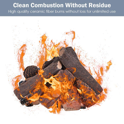 Ceramic Wood Gas Fireplace Log Set for Ventless (9 PCS/10 PCS) - GoplusUS