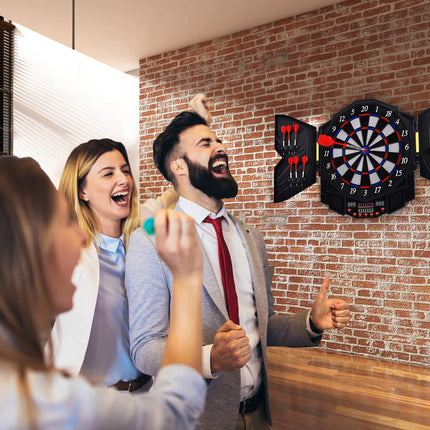 Professional Electronic Dart Board Cabinet Set Dartboard Game Room LED Display