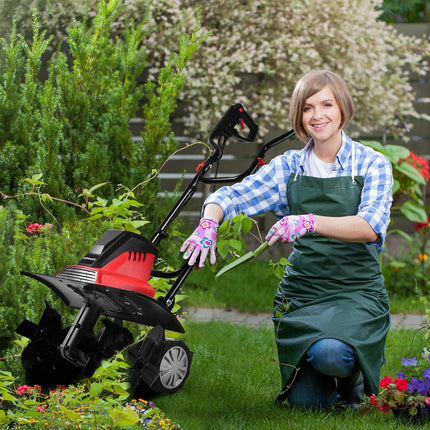 13.5 Amp Corded Electric Tiller and Cultivator, 17-Inch Tiller with 9' Tilling Depth - GoplusUS