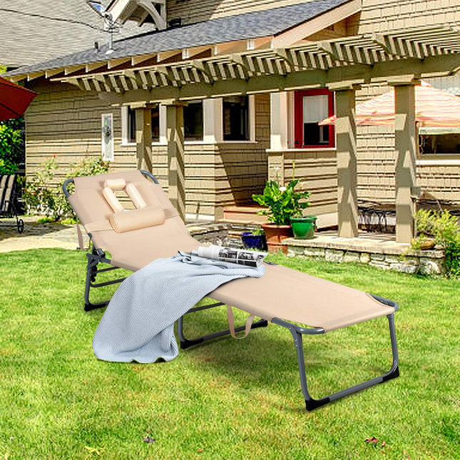 Patio Lounge Chair, Adjustable Folding Recliner - GoplusUS