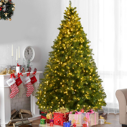 Goplus Pre-Lit Christmas Tree Artificial PVC with 700 LED Lights and Solid Metal Legs (7ft) - GoplusUS
