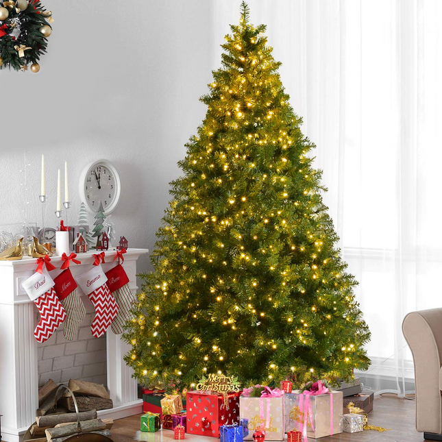 Goplus Pre-Lit Christmas Tree Artificial PVC with 700 LED Lights and Solid Metal Legs (7ft) - GoplusUS