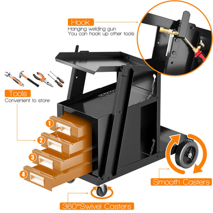 Welder Cart, MIG TIG ARC Welding Plasma Cutter Tank Storage