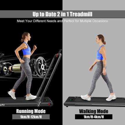 2 in 1 Folding Treadmill, 2.25HP Under Desk Electric Superfit Treadmill - GoplusUS