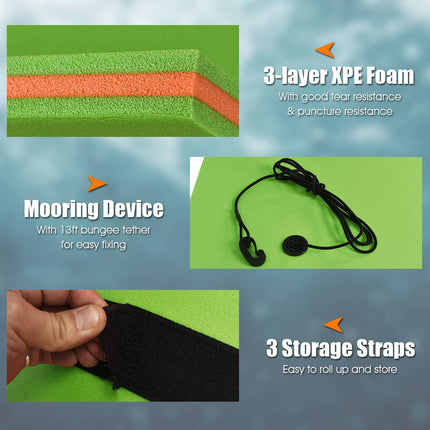 12' x 6' Floating Water Pad, 3-Layer Tear-Resistant XPE Foam Mat - GoplusUS