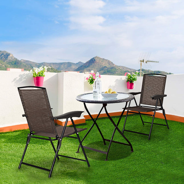 Folding Sling Chairs Sets of 2, Portable Chairs for Patio Garden Pool Outdoor & Indoor - GoplusUS
