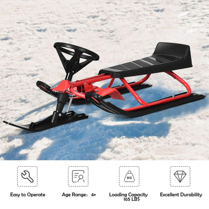 Ski Sled Slider Board with Steering Wheel - Goplus