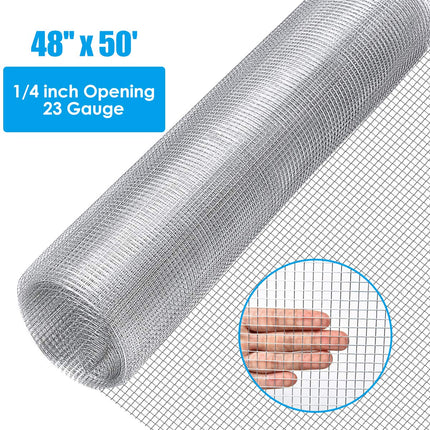 48'' x 50' 1/4 inch Hardware Cloth, 23 Gauge Square Galvanized Chicken Wire - GoplusUS