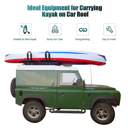 Goplus Kayak Carrier Universal 2 Pair J- Shape Rack Canoe Boat Surf Ski Roof Top Mounted - GoplusUS