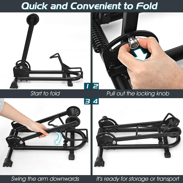 Goplus Foldable Bicycle Floor Stand, Steel Bike Parking Rack Fits 20"-29" Bikes - GoplusUS