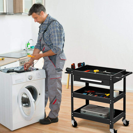 Service Tool Cart Tool Organizers, 330 LBS Capacity 3-Tray Rolling Utility Cart