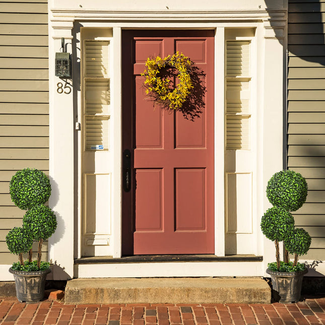 2.5 Ft/3 Ft  Artificial Boxwood Topiary Tree, Fake Greenery Plants Triple Ball Tree - GoplusUS