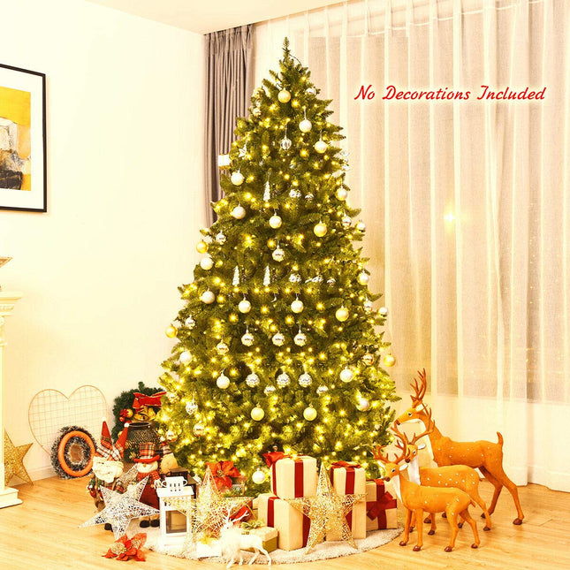 7.5ft Prelit Christmas Tree, Premium Hinged Artificial Fir Tree - GoplusUS