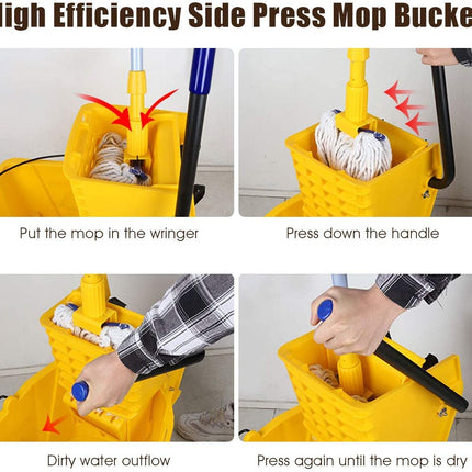 Commercial Mop Bucket Side Press Wringer Cleaning Caddy - GoplusUS