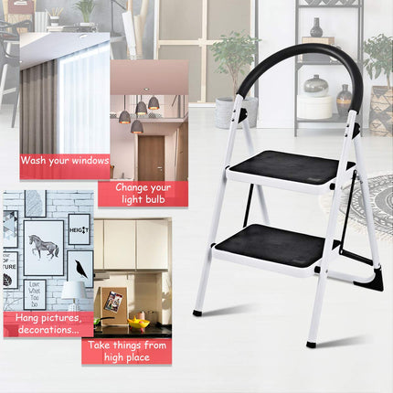 Step Ladder, Heavy Duty Folding 2 Step Ladder Step Stool
