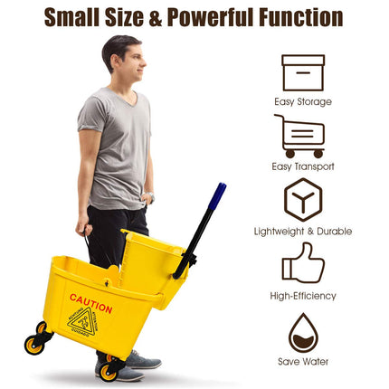 Commercial Mop Bucket with Wringer, Household Portable Mop Bucket - GoplusUS